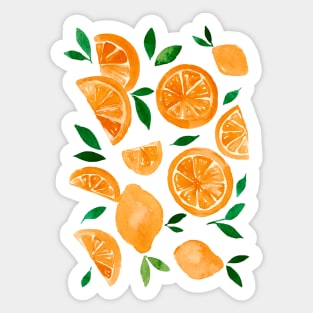 Watercolor lemons orange and green Sticker